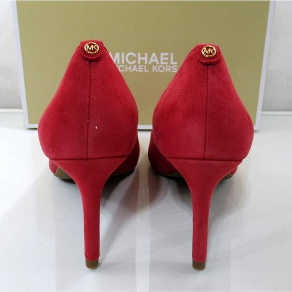 Michael Kors Alina Flex Pointy Toe Pump Heels MK Logo Suede Crimson Red Size 9.5 - Picture 5 of 7